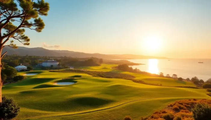 Various American golf courses including Pebble Beach and Augusta.
